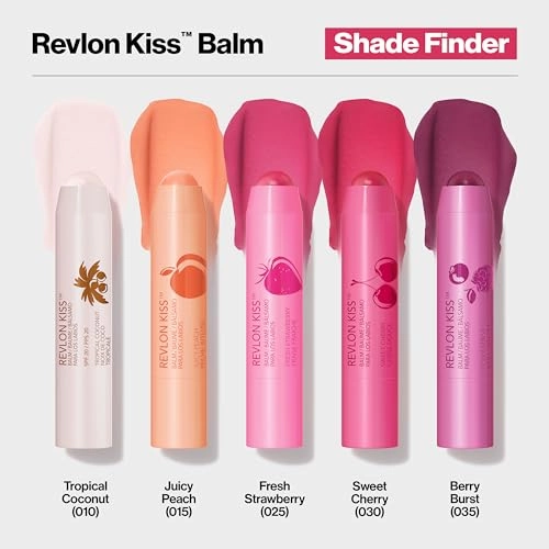 Revlon Lip Balm, Kiss Tinted Lip Balm, Face Makeup with Lasting Hydration, SPF 20, Infused with Natural Fruit Oils, 010 Tropical Coconut, 0.09 Oz (Pack of 2)
