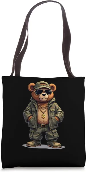 Rich Bear Camo Hip Hop Teddy Camouflage Gangsta Tote Bag
