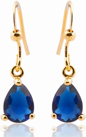 RIZILIA Blue Sapphire Jewelry Set - Tennis Bracelet & Dangle Earrings in Yellow Gold