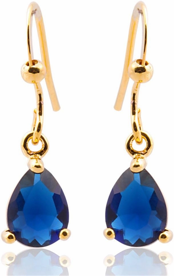 RIZILIA Blue Sapphire Jewelry Set - Tennis Bracelet & Dangle Earrings in Yellow Gold