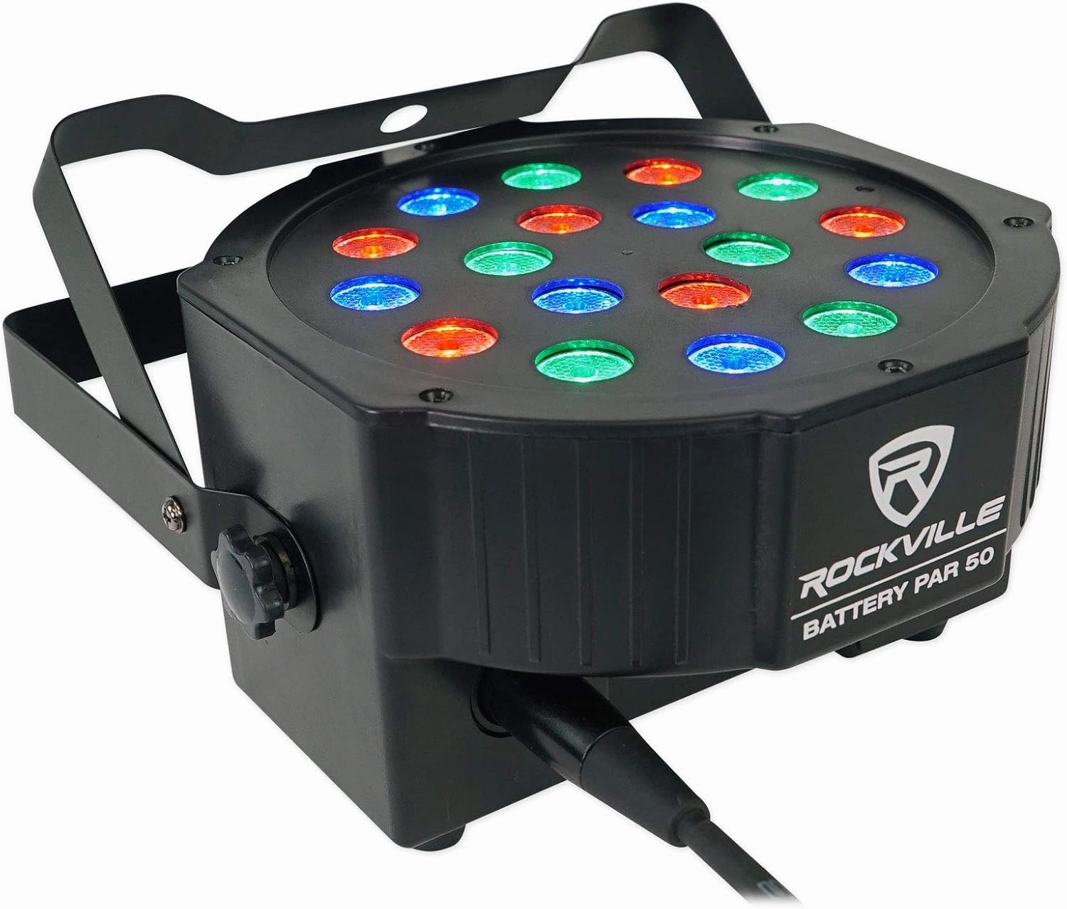 Rockville Battery PAR 50 18W LED DMX Wash Up-Light, Rechargeable Battery, Remote Control, RGB Color Mixing, Sound Activated, Perfect for DJs, Clubs, Parties, Weddings