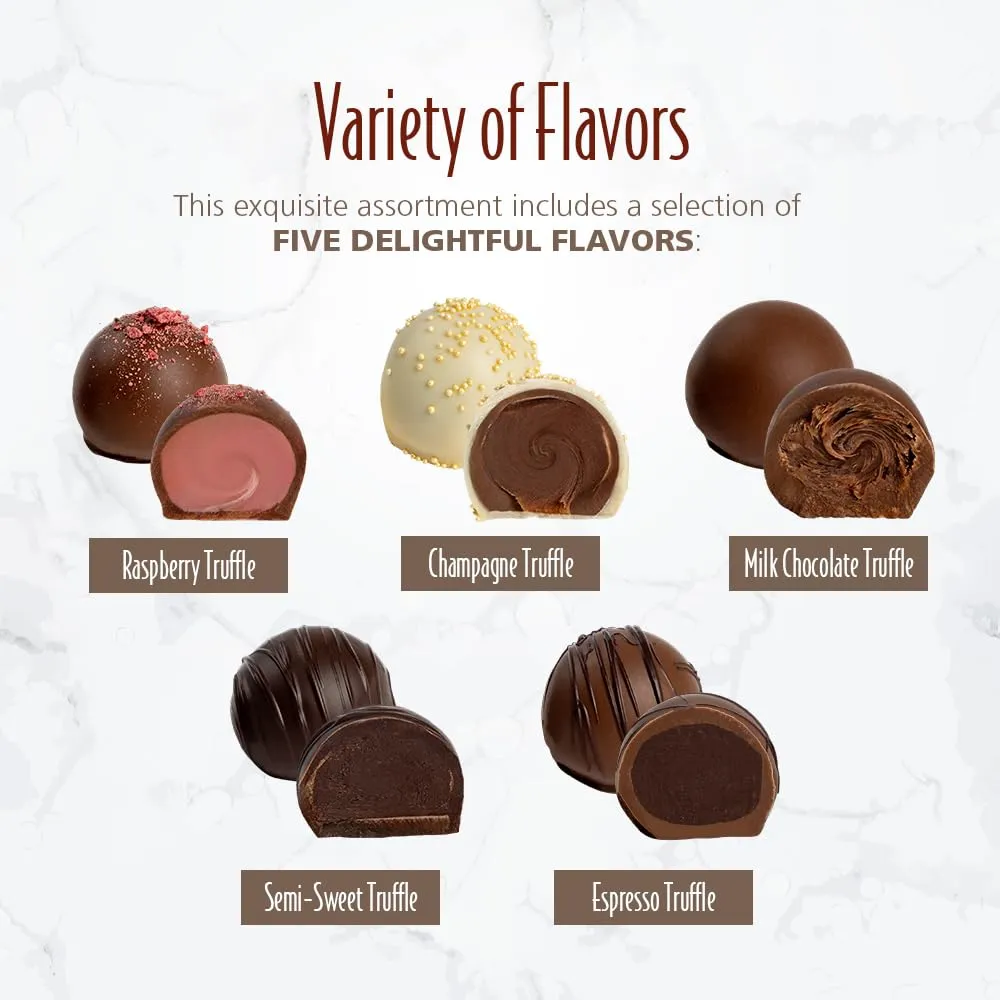 Rocky Mountain Chocolate Factory Mini Gourmet Truffles Gift Box - Handcrafted Truffles with Best Chocolate Flavors - Elegant Gift Box for Chocolate Lovers - 16 piece Mini Truffle Box
