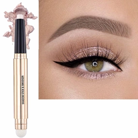 Roll over image to zoom in Eyeshadow Stick and Sponge Makeup Brush Eye Makeup Cream Shimmer Glitter Eye shadow Eyeliner Pencil Highlighter Hypoallergenic primer Natural Waterproof Long Lasting Multi-Dimensional eyes Look
