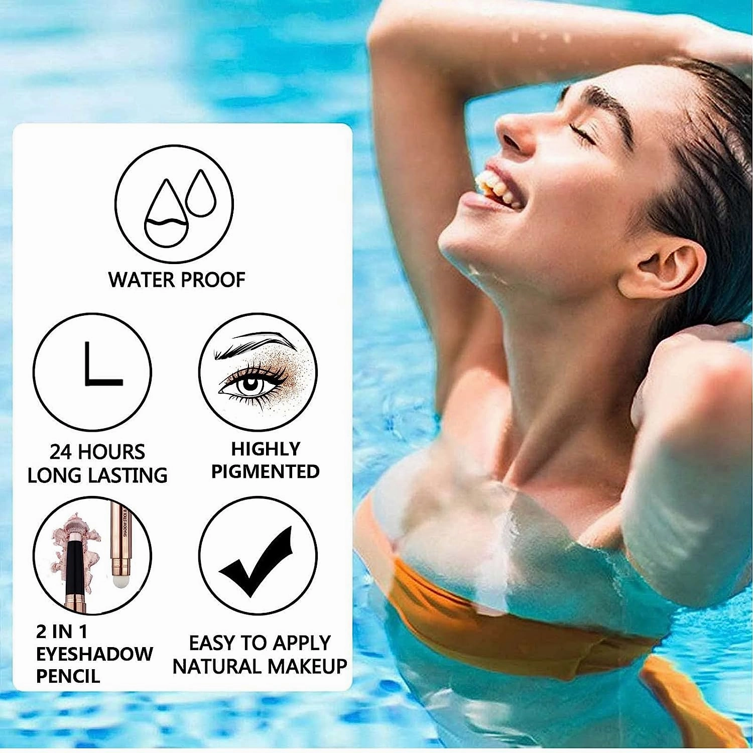 Roll over image to zoom in Eyeshadow Stick and Sponge Makeup Brush Eye Makeup Cream Shimmer Glitter Eye shadow Eyeliner Pencil Highlighter Hypoallergenic primer Natural Waterproof Long Lasting Multi-Dimensional eyes Look