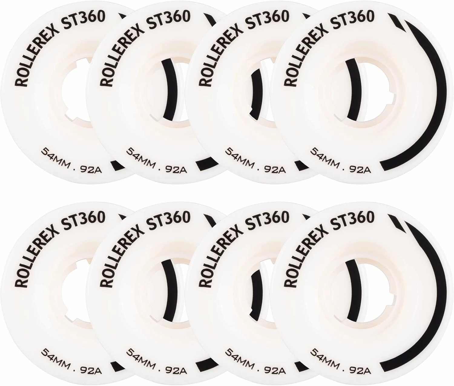 Rollerex ST360 92A Roller Skate Wheels (8-Pack) (Color Options) - Indoor Outdoor - Use for Quad Skate Wheel Replacement (Prime White)