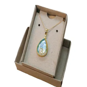 Roman Glass 18K Gold Plated Pendant - Ancient Roman Glass Necklace, Natural Color glass, Original archaeological Piece