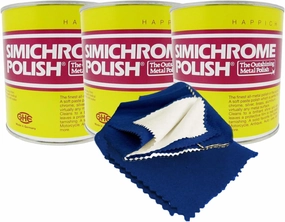 Rosenthal Collection Simichrome all Metal Polish Can with Polishing Cloth Chrome and Metal polishing (1000g, 3-Pack & 1 cloth)