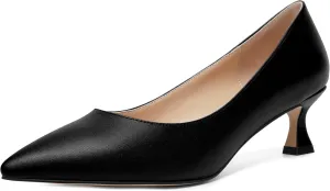 ROSERWISH Womens Casual Pointed Toe Slip On Classic Matte Office Kitten Low Heel Pumps Dress Shoes 2 Inch