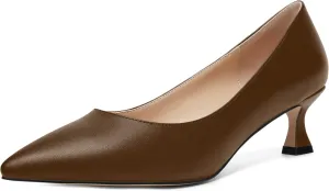 ROSERWISH Womens Casual Pointed Toe Slip On Classic Matte Office Kitten Low Heel Pumps Dress Shoes 2 Inch