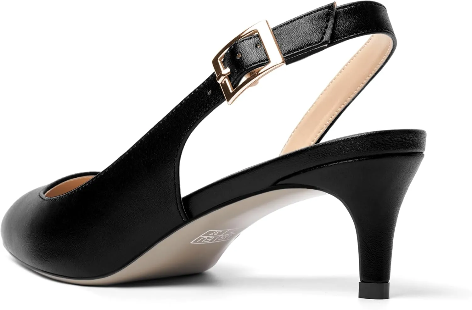 ROSERWISH Womens Slingback Dating Matte Fashion Dress Buckle Pointed Toe Kitten Low Heel Pumps Shoes 2 Inch