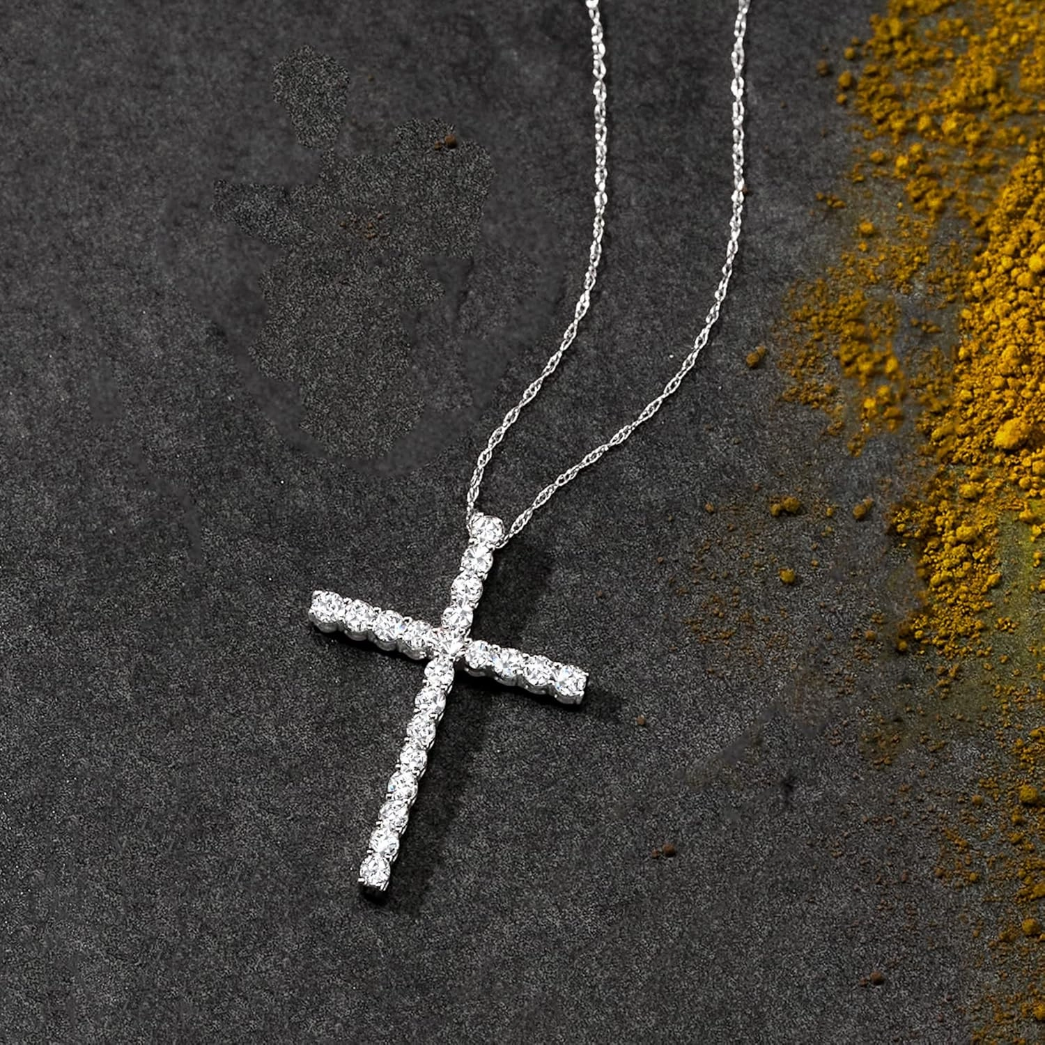 Ross-Simons 1.00 ct. t.w. Diamond Cross Pendant Necklace in 14kt White Gold
