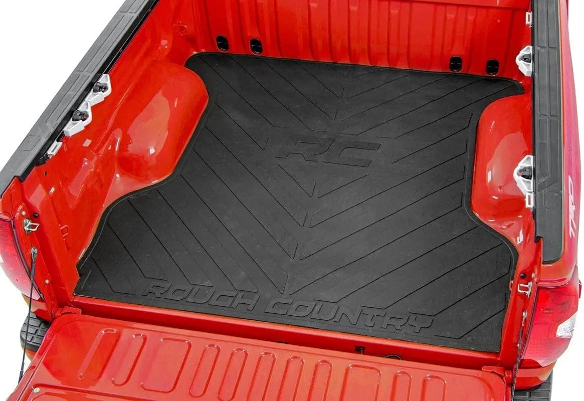 Rough Country Rubber Bed Mat for Ford F-250/F-350 Super Duty (2017-2025) - Fits 8' Bed, Non-Slip, Tear-Resistant Truck Bed Protection