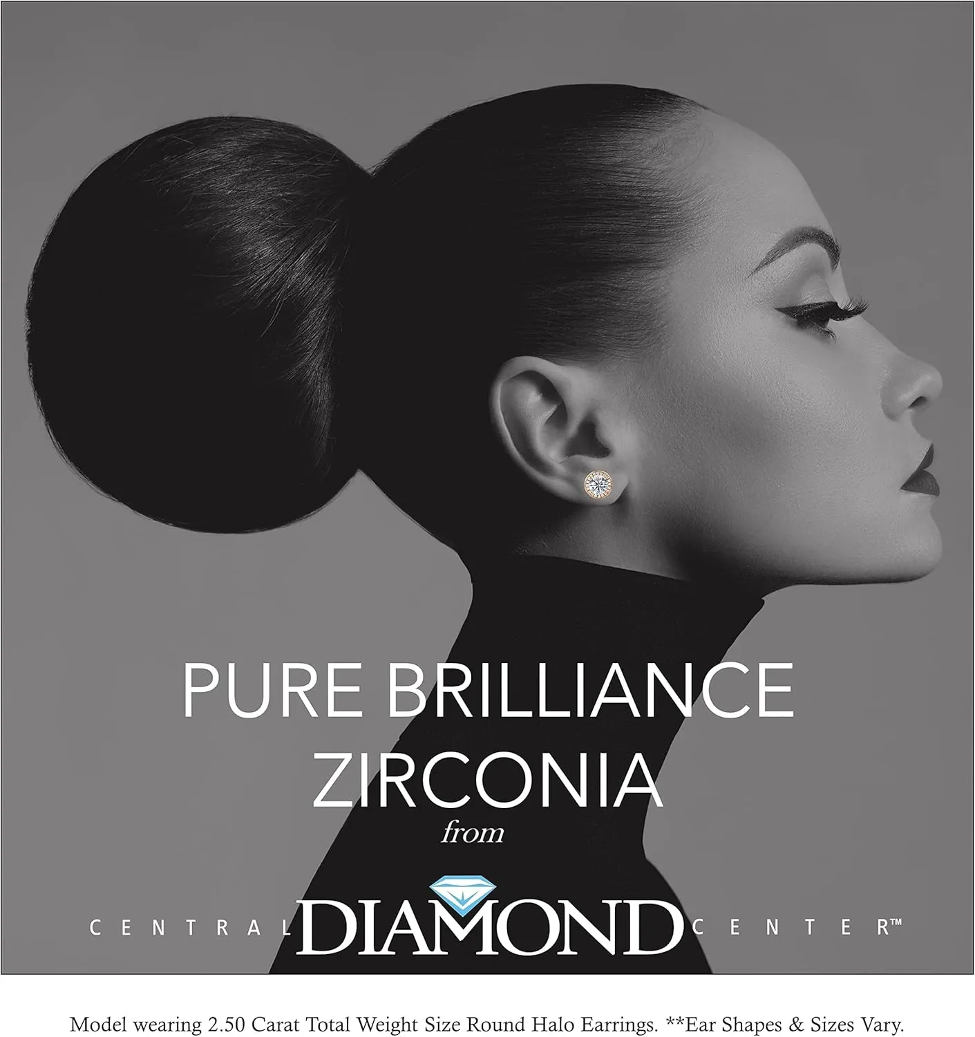 Round Halo Stud Earrings 0.85cttw-4.50cttw in Sterling Silver w/Pure Brilliance Zirconia, Hypoallergenic