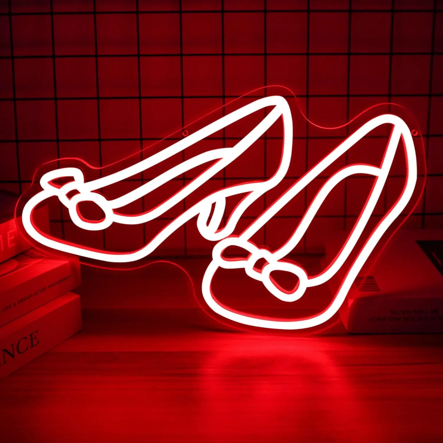 Ruby Slippers Neon Sign Red Neon Sign Dimable Oz-Inspired Led Neon Signs for Wall Decor Bedroom Home Bar Wall Art Themed Party Decor Gift for Movie Lovers(13.8 * 10.3in)