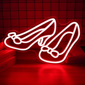 Ruby Slippers Neon Sign Red Neon Sign Dimable Oz-Inspired Led Neon Signs for Wall Decor Bedroom Home Bar Wall Art Themed Party Decor Gift for Movie Lovers(13.8 * 10.3in)