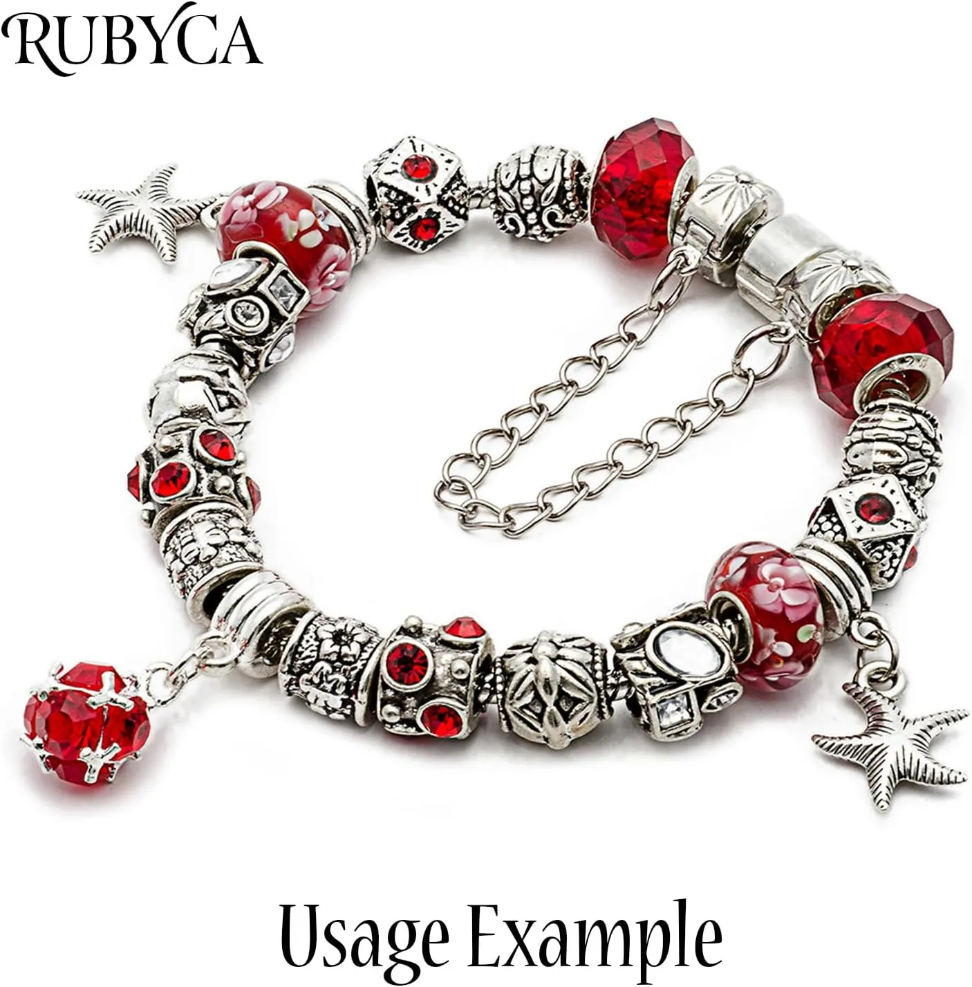 RUBYCA Mix Assortment Crystal Dangle Pendant Charm Beads Cross Flower Heart fit European Bracelet
