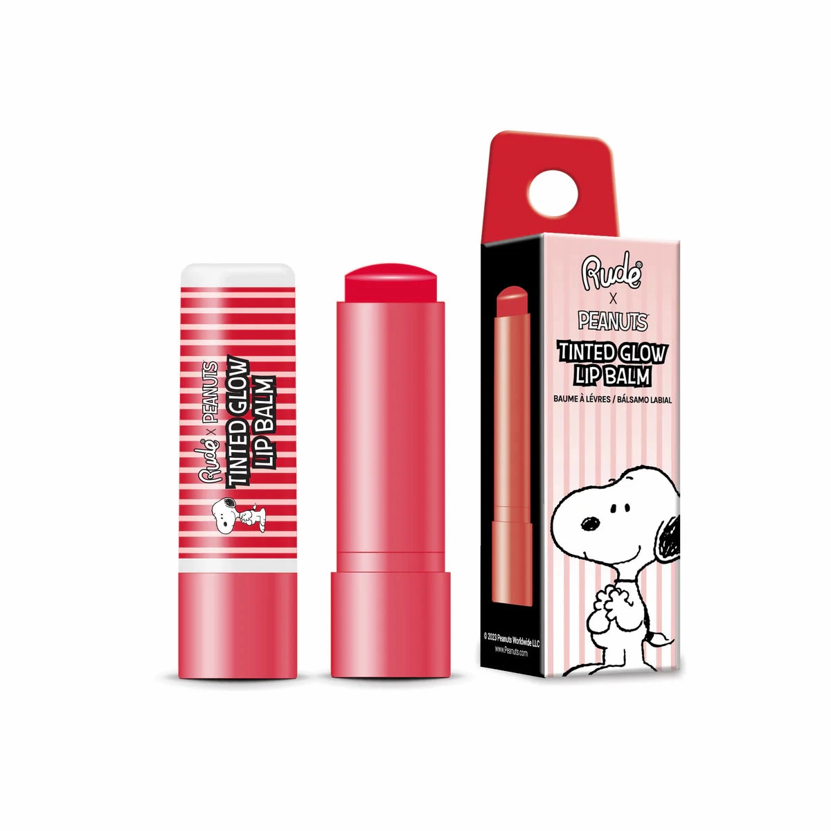 RUDE Peanuts Tinted Glow Lip Balm - Snoopy ~ Muted Red