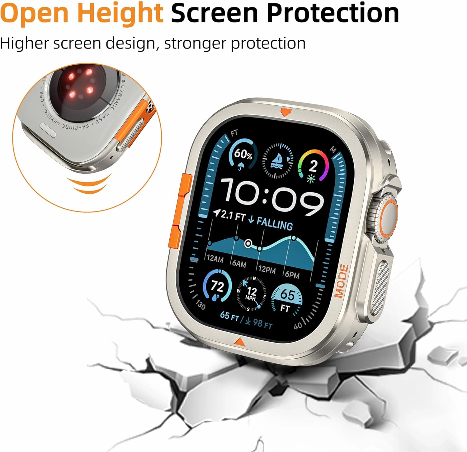 Rugged Metal Case Compatible with Apple Watch Ultra Case 49mm 46mm Series 10, Ultra 2, [Turn 46mm into Ultra Seamlessly] Bumper Cover with Back Shell (Titanium, 49mm)