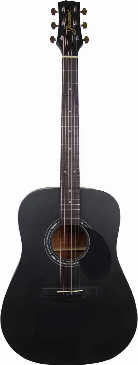 S35 Dreadnought Acoustic Guitar - Matte Black Bundle with Hard Case, Strings, Tuner, Strap, Picks, Instructional Book, Austin Bazaar Instructional Video, and Polishing Cloth