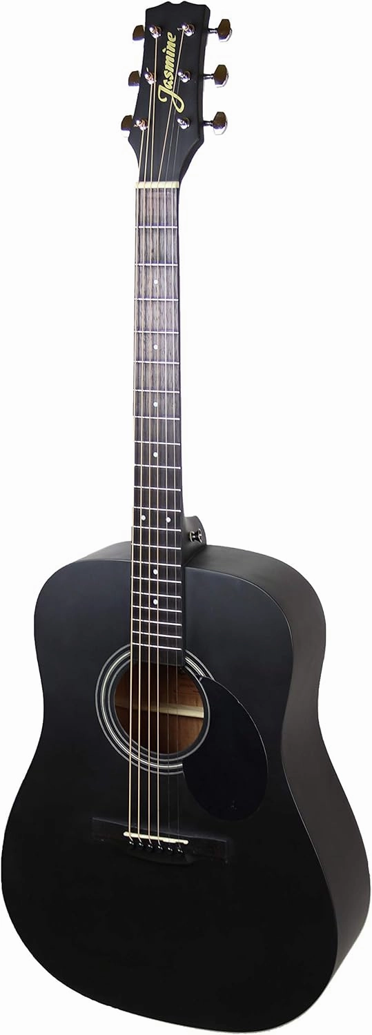 S35 Dreadnought Acoustic Guitar - Matte Black Bundle with Hard Case, Strings, Tuner, Strap, Picks, Instructional Book, Austin Bazaar Instructional Video, and Polishing Cloth