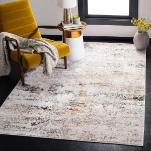 SAFAVIEH Amalfi Collection 6'7" Square Cream / Gold AMF572A Modern Abstract Distressed Area Rug
