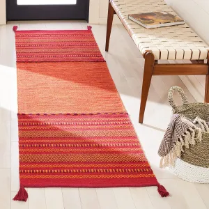SAFAVIEH Montauk Collection Runner Rug - 2'3" x 8', Orange & Red, Handmade Flat Weave Cotton, Ideal for High Traffic Areas in Living Room, Bedroom (MTK215A)