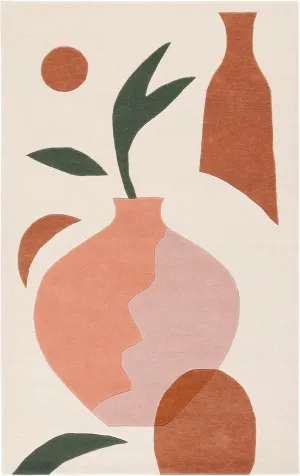 SAFAVIEH Rodeo Drive Collection Area Rug - 6' Square, Ivory & Pink, Handmade Mid-Century Modern Abstract Wool, Ideal for High Traffic Areas in Living Room, Bedroom, Dining (RD375A-6SQ)