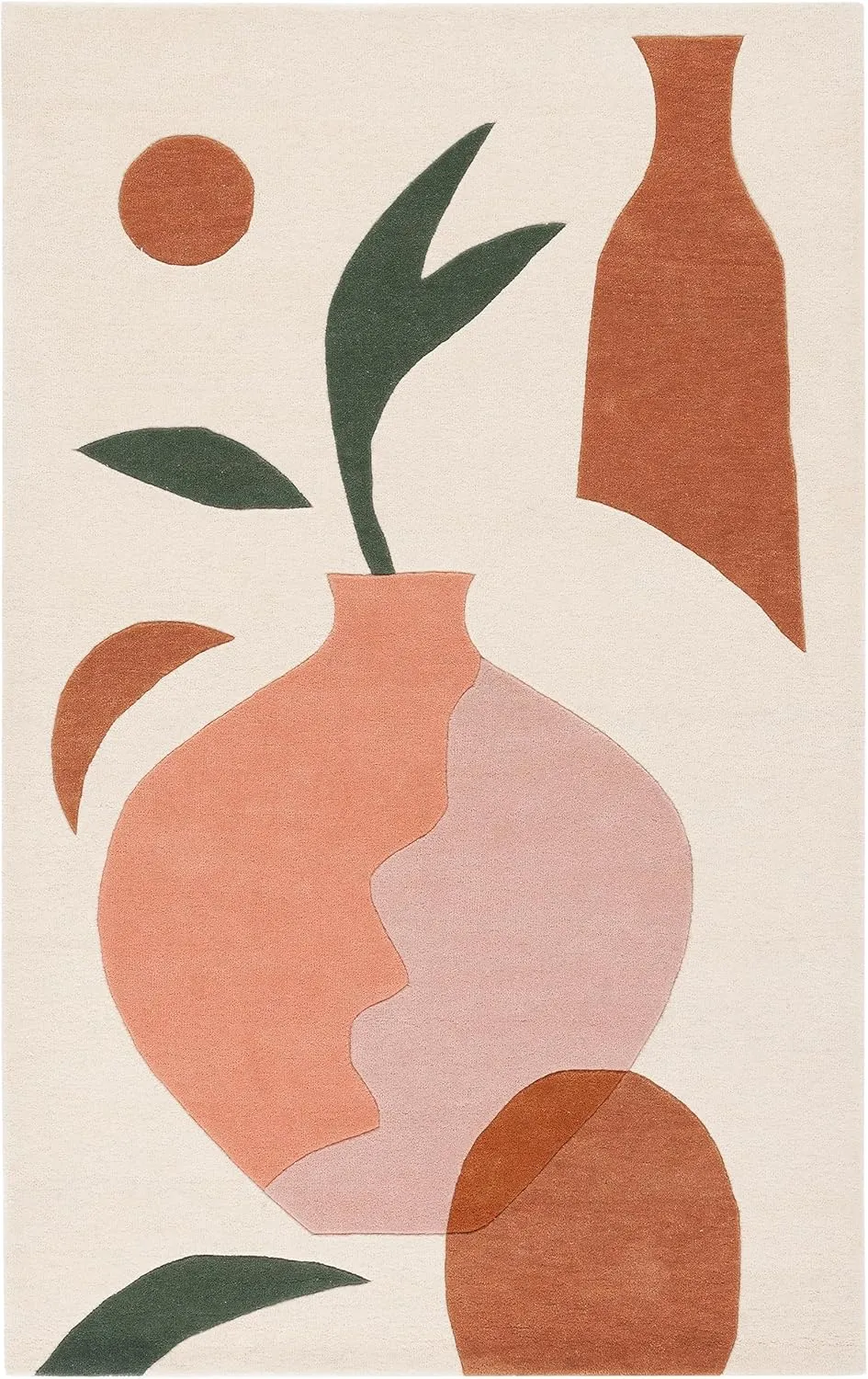 SAFAVIEH Rodeo Drive Collection Area Rug - 6' Square, Ivory & Pink, Handmade Mid-Century Modern Abstract Wool, Ideal for High Traffic Areas in Living Room, Bedroom, Dining (RD375A-6SQ)