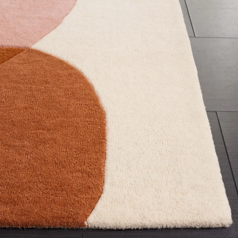 SAFAVIEH Rodeo Drive Collection Round Rug - 6' Round, Ivory & Pink, Contemporary Design, Ideal for High Traffic Areas in Living Room, Bedroom & Dining Room (RD375A-6R)