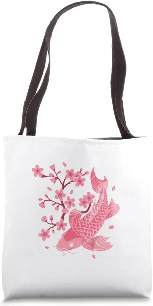 Sakura Blossom Flower Koi Fish Vintage Japanese Retro Tote Bag