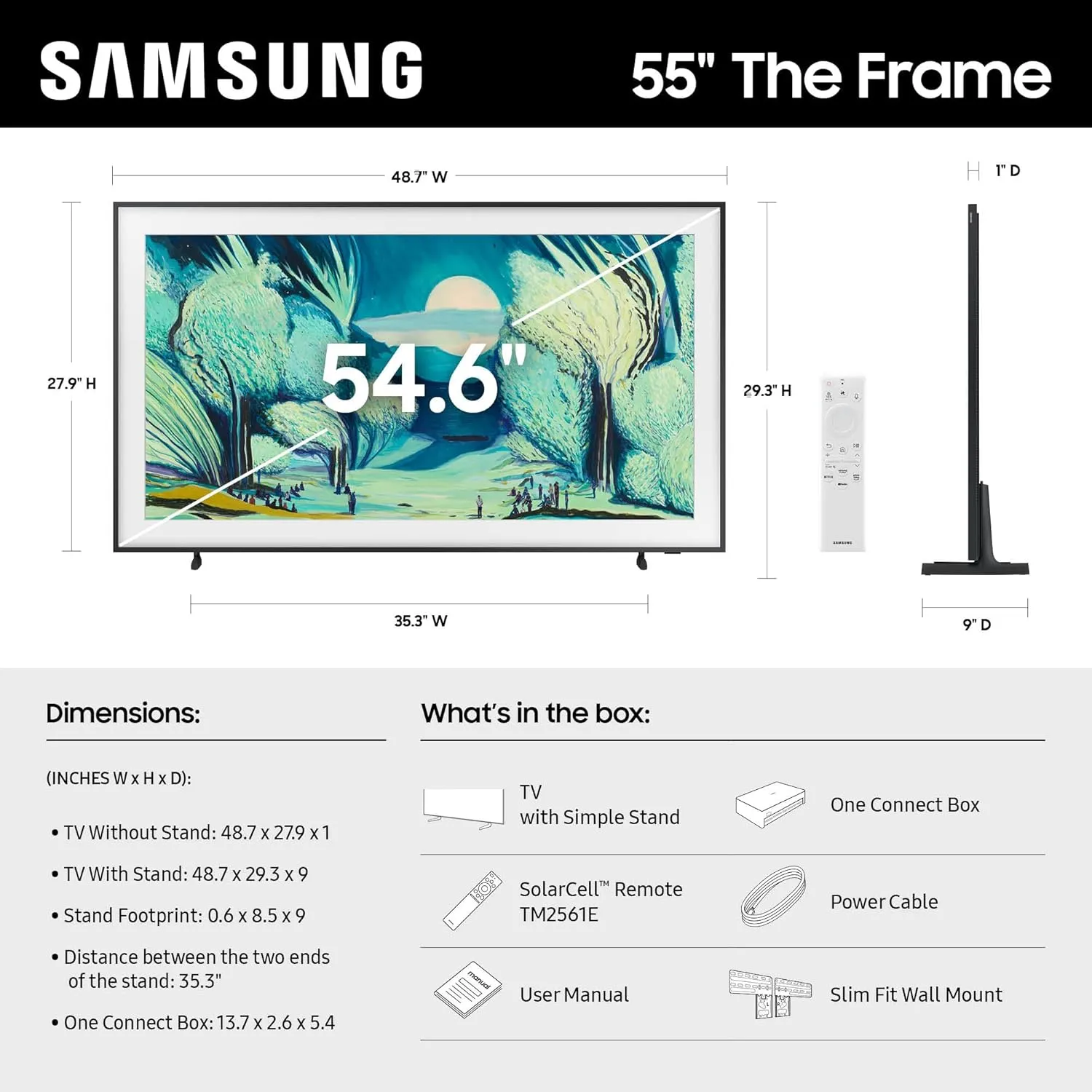 SAMSUNG 55-Inch Class The Frame LS03F 4K QLED Smart TV (2025 Model) Modern Frame Design, NQ4 AI Gen2 Processor, Art Mode, Artful Picture Quality, Samsung Vision AI, Alexa Built-in