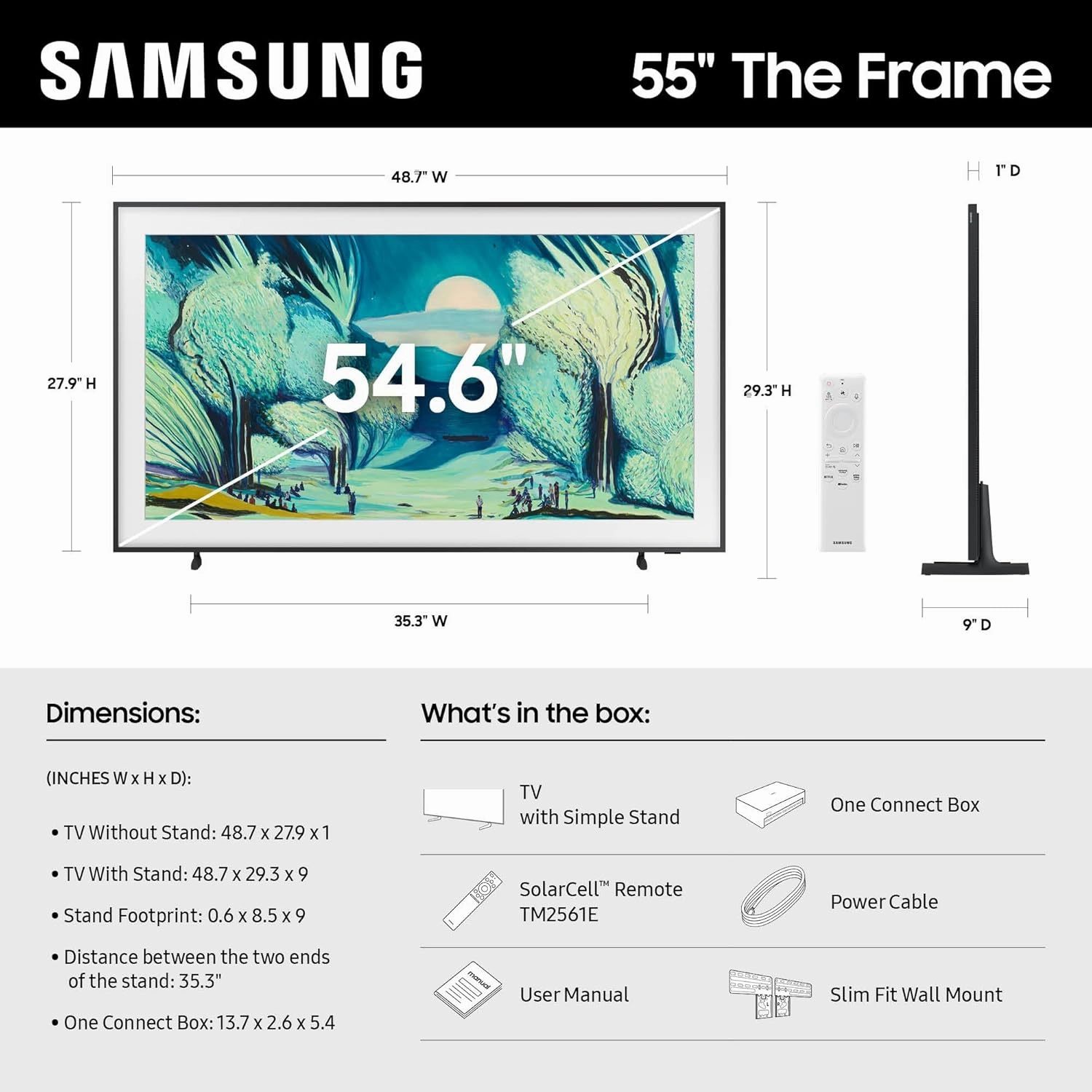 SAMSUNG 55-Inch Class The Frame LS03F 4K QLED Smart TV (2025 Model) Modern Frame Design, NQ4 AI Gen2 Processor, Art Mode, Artful Picture Quality, Samsung Vision AI, Alexa Built-in