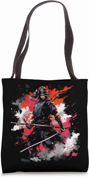 Samurai Watercolor Battle Tote Bag
