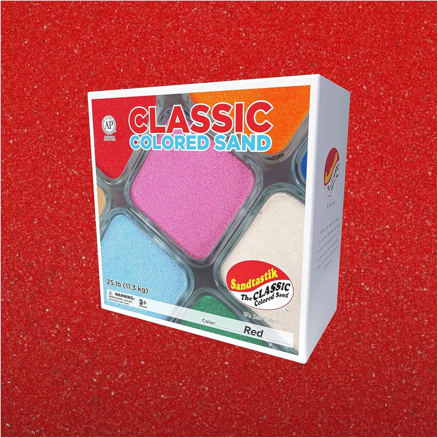 Sandtastik Red Classic Colored Sand, 25-lb Bulk Box - Vibrant, Fine Grain Sand for Arts & Crafts, Sand Art, Sensory Tables & Events | Non-Toxic, Free of Silica