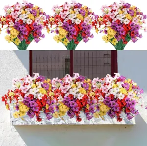 SAREAL Realistic Faux Outdoor Flowers, 20 Bundle UV Resistant Artificial Outdoor Flowers for Porch, Patio & Garden, Realistic Faux Plants for Home Decor