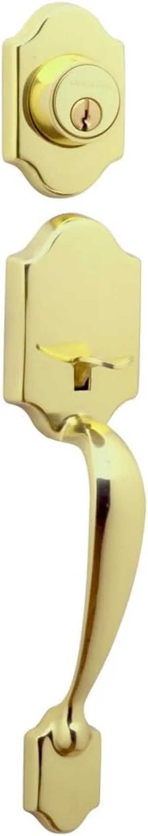 SCHLAGE Dexter by Schlage JH58PRS605 Paris Exterior Handleset with Deadbolt, Bright Brass
