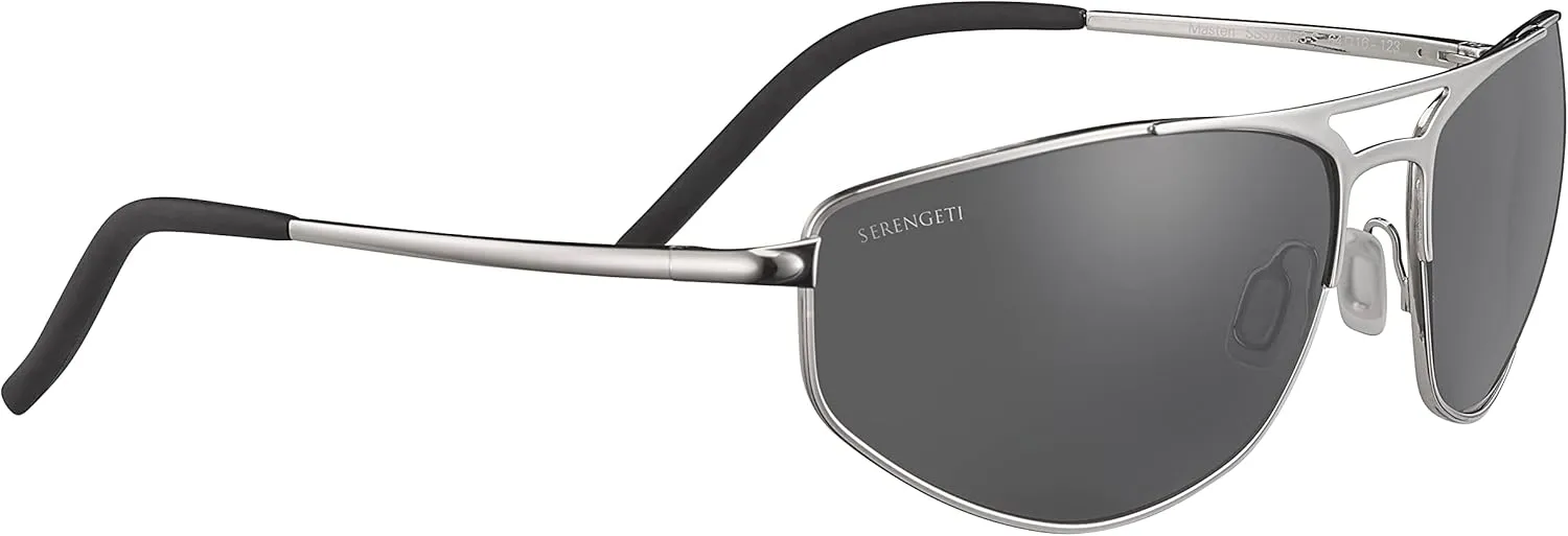 Serengeti Men's MASTEN Oval Sunglasses, Shiny Silver, Large