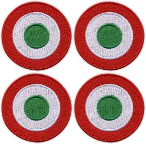 Set of Four - Italian Air Force - Aeronautico Militare - Roundel - Iron-on/Heat Seal Backing - Embroidered Patch/Badge/Emblem
