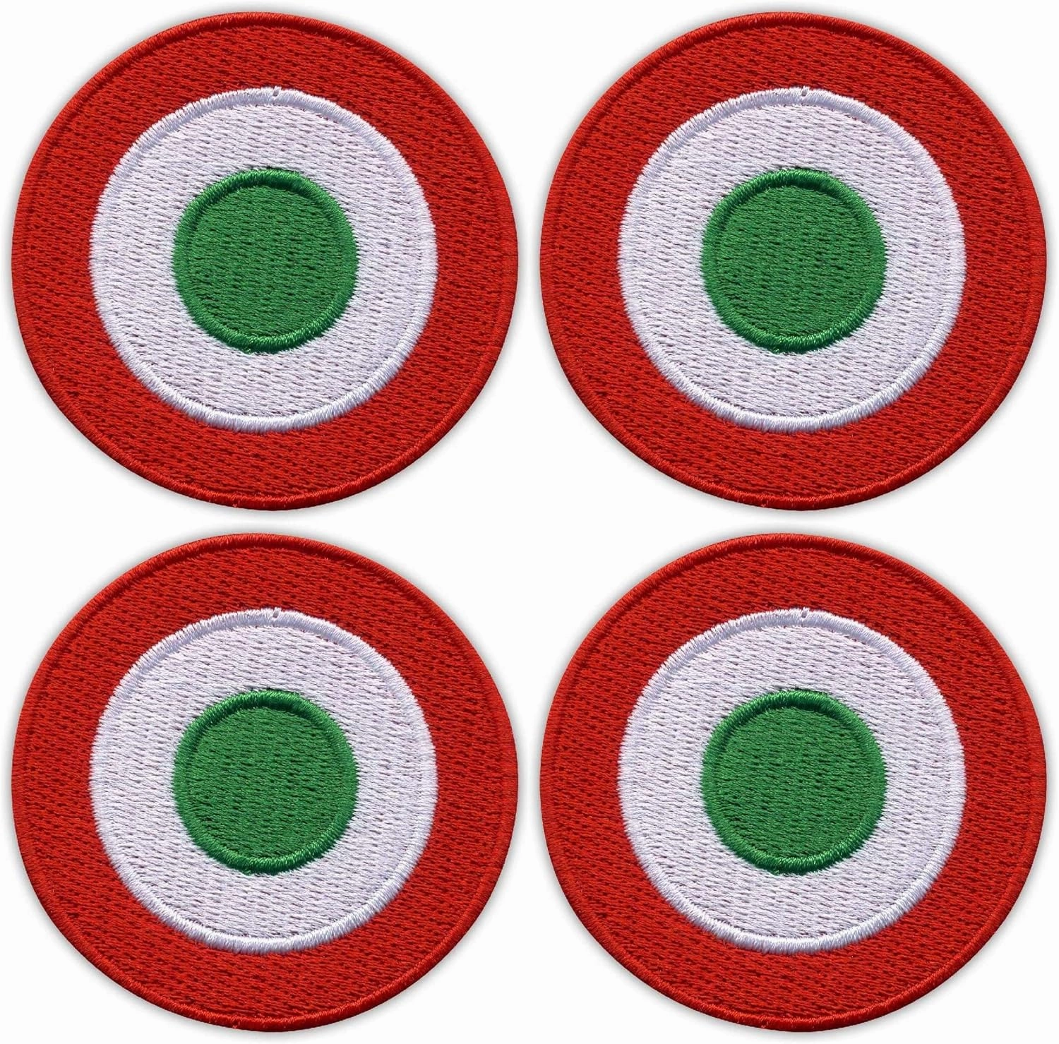 Set of Four - Italian Air Force - Aeronautico Militare - Roundel - Black VeIcro/Hook and Loop Backing - Embroidered Patch/Badge/Emblem