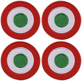Set of Four - Italian Air Force - Aeronautico Militare - Roundel - Black VeIcro/Hook and Loop Backing - Embroidered Patch/Badge/Emblem