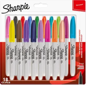 Sharpie Permanent Markers | Fine Point | Assorted Fun Colours | 18 Count
