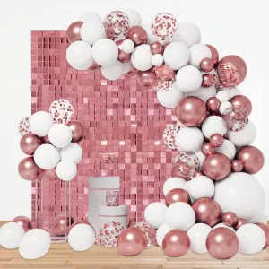 Shimmer Wall Backdrop, 12PCS Square Rose Gold Sequin Photo Backdrops Panel, Glitter Wall Background for Birthdays, Weddings, Engagements, Baby Showers, Disco Bachelorette Party Decoration (3FTx4FT)