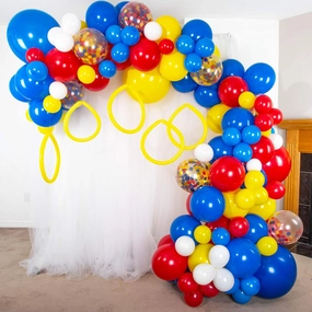 Shimmer and Confetti Premium 16ft Royal Blue, Red, Yellow, White Hedgehog Action Figure Balloon Garland Kit