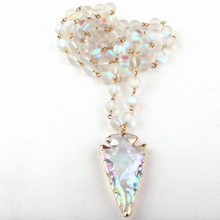 Shiny Crystal ArrowHead Statement Necklace