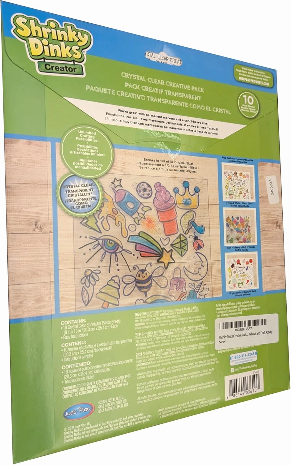 Shrinky Dinks Creative Pack 10 Sheets Crystal Clear Kids Art and Craft Activity