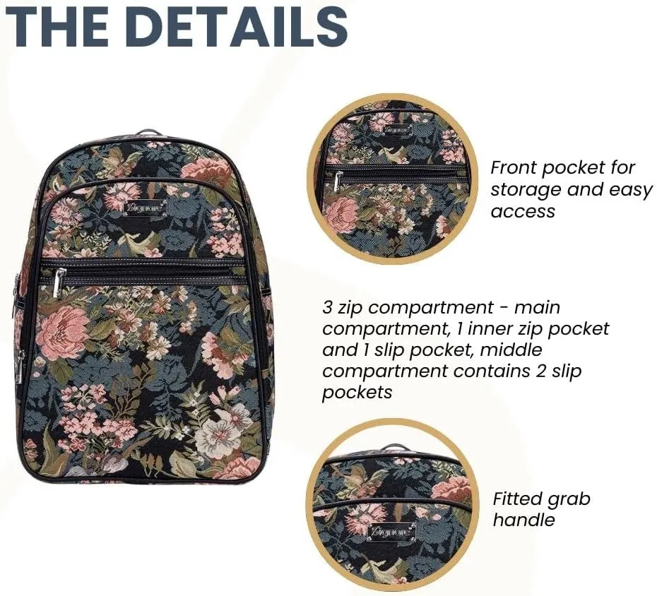 Signare Tapestry Backpack for Women Computer Rucksack Knapsack bookbags for women In Floral Peony Design (BKPK-PEO)