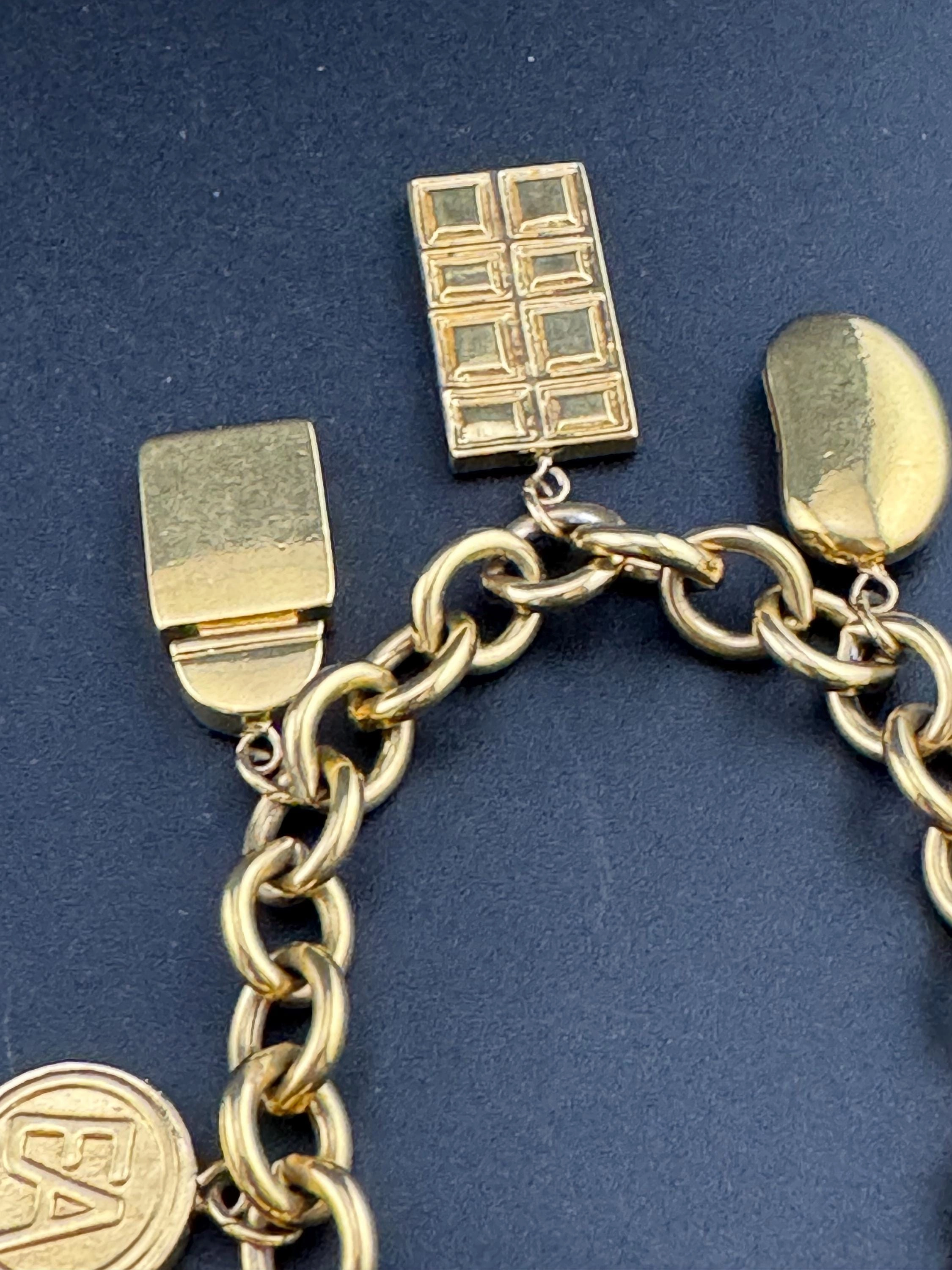 Signed Elizabeth Arden novelty cosmetics lipstick perfume scent charm bracelet gold plated