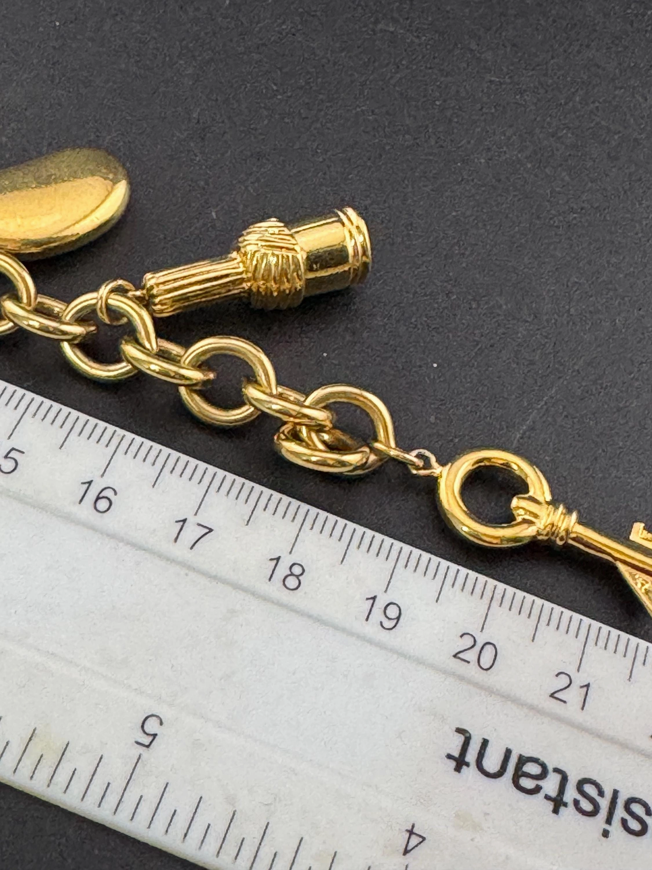 Signed Elizabeth Arden novelty cosmetics lipstick perfume scent charm bracelet gold plated