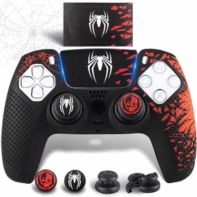Silicone Skin Set, Thumb Grip Caps & Elevated Base, Controller Cover with Textured Grip for PS5 DualSense Wireless