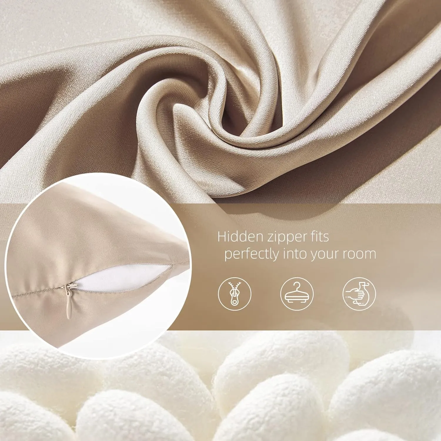 Silk Pillow Cases 2 Pack Mulberry Silk Pillow Cases Soft Breathable Both Sided Natural Silk Pillowcase with Zipper Beauty Sleep Silk Pillow Cases for Gift(Standard,Champagne)